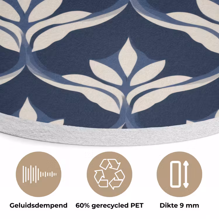 Modern - Ontwerp - Blauw Akoestische PET Vilt - Rond klein 838 -closeup_NL