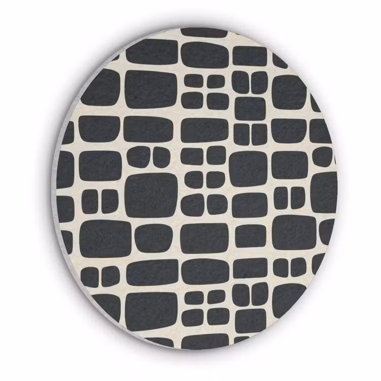 Modern - Organisch - Zwart Akoestische PET Vilt - Rond klein 838 -3d