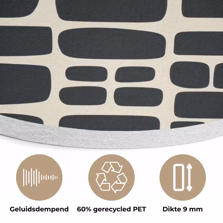 Modern - Organisch - Zwart Akoestische PET Vilt - Rond klein 838 -closeup_NL