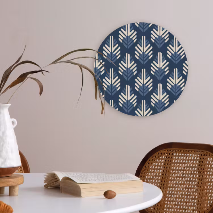 Modern - Patroon - Blauw Akoestische PET Vilt - Rond klein 838 -sfeer3