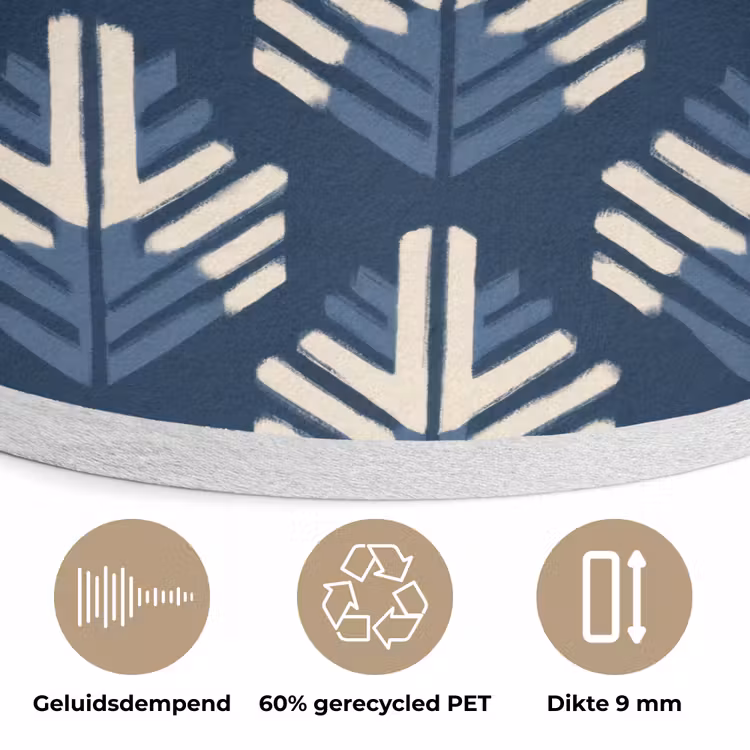 Modern - Patroon - Blauw Akoestische PET Vilt - Rond klein 838 -closeup_NL