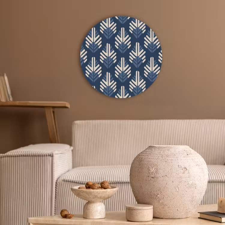 Modern - Patroon - Blauw Akoestische PET Vilt - Rond klein 838 -sfeer1