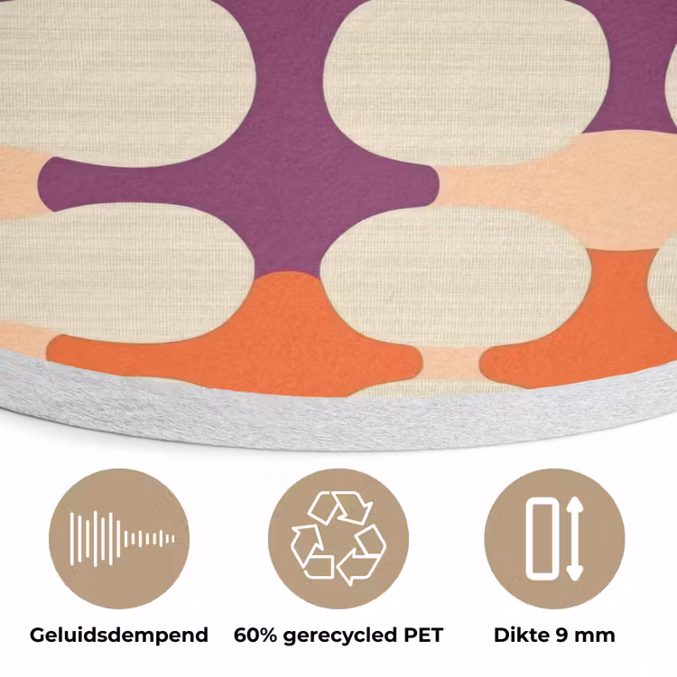 Modern - Patroon - Kleurrijk Akoestische PET Vilt - Rond klein 838 -closeup_NL