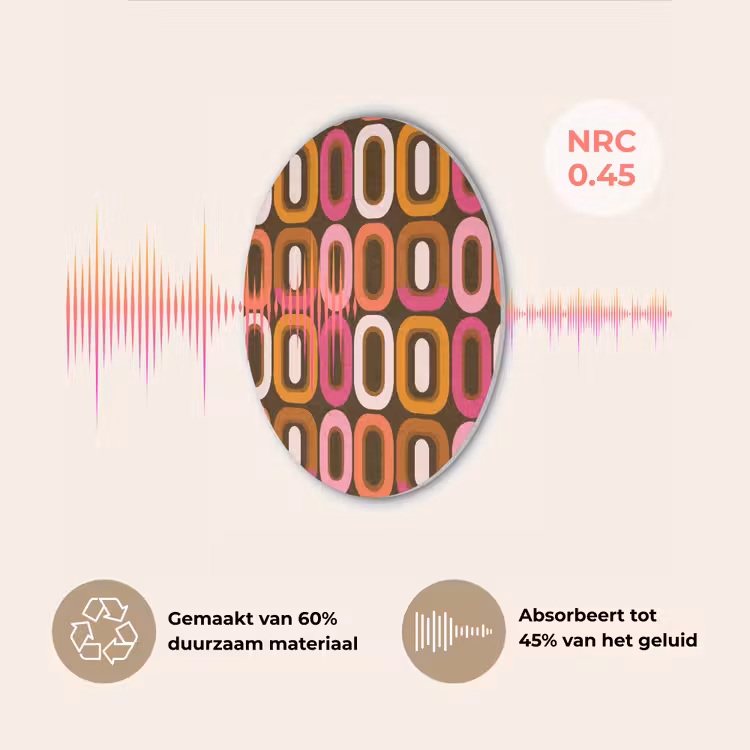 Modern - Retro - Kleurrijk Akoestische PET Vilt - Rond klein 838 -USP_NL