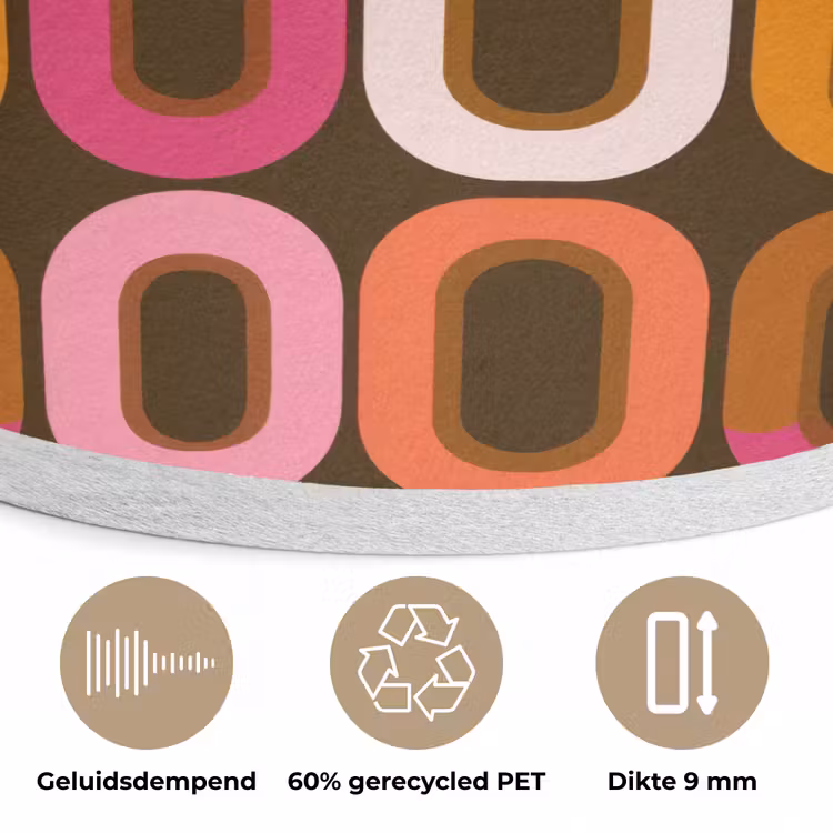 Modern - Retro - Kleurrijk Akoestische PET Vilt - Rond klein 838 -closeup_NL