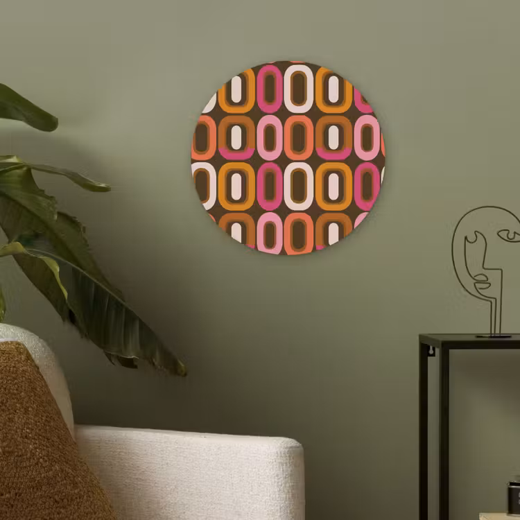 Modern - Retro - Kleurrijk Akoestische PET Vilt - Rond klein 838 -sfeer2