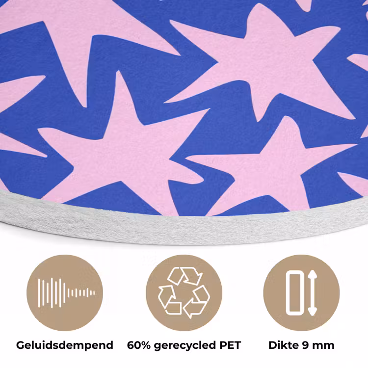 Modern - Sterren - Blauw Akoestische PET Vilt - Rond klein 838 -closeup_NL