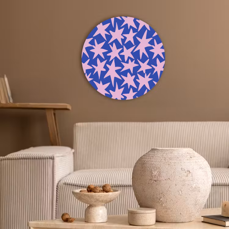 Modern - Sterren - Blauw Akoestische PET Vilt - Rond klein 838 -sfeer1