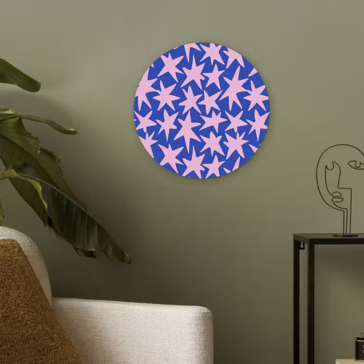 Modern - Sterren - Blauw Akoestische PET Vilt - Rond klein 838 -sfeer2