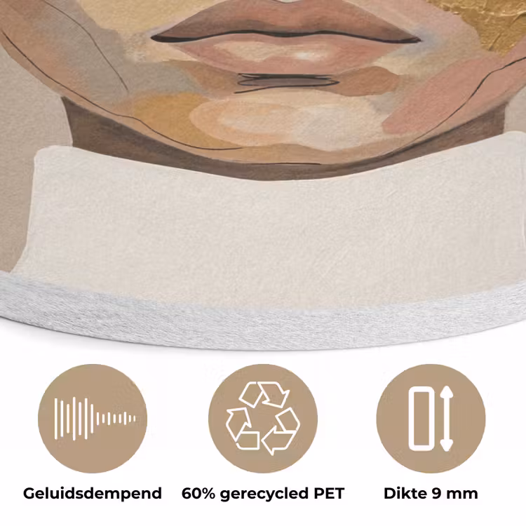 Modern - Vrouw - Goud Akoestische PET Vilt - Rond klein -closeup_NL