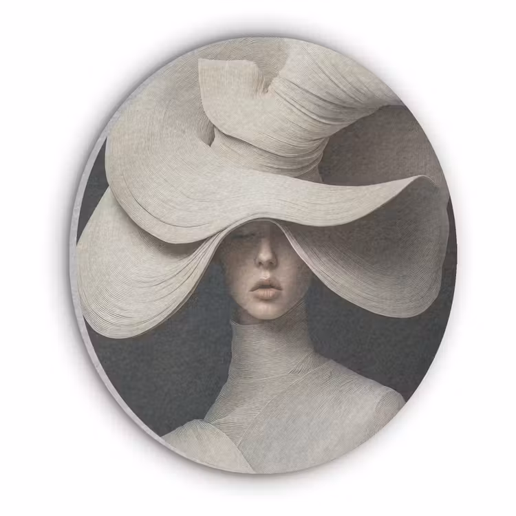 Modern - Vrouw - Hoed Akoestische PET Vilt - Rond klein -3d