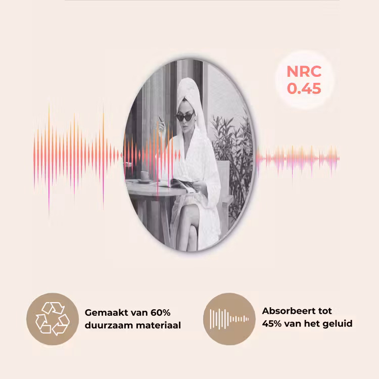 Modern - Vrouw - Zwart - Wit Akoestische PET Vilt - Rond klein -USP_NL
