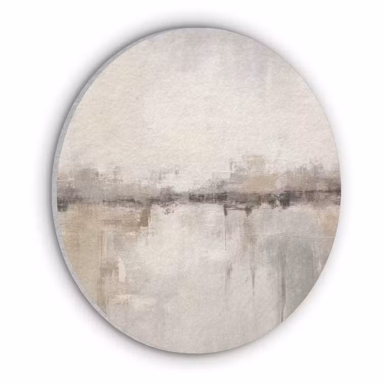 Moderne kunst - Abstract - Beige Akoestische PET Vilt - Rond klein -3d