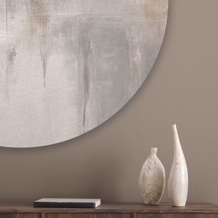 Moderne kunst - Abstract - Beige Akoestische PET Vilt - Rond klein -sfeer5_closeup