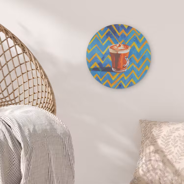Mok - Koffie - Zigzag - Slagroom Akoestische PET Vilt - Rond klein -sfeer4