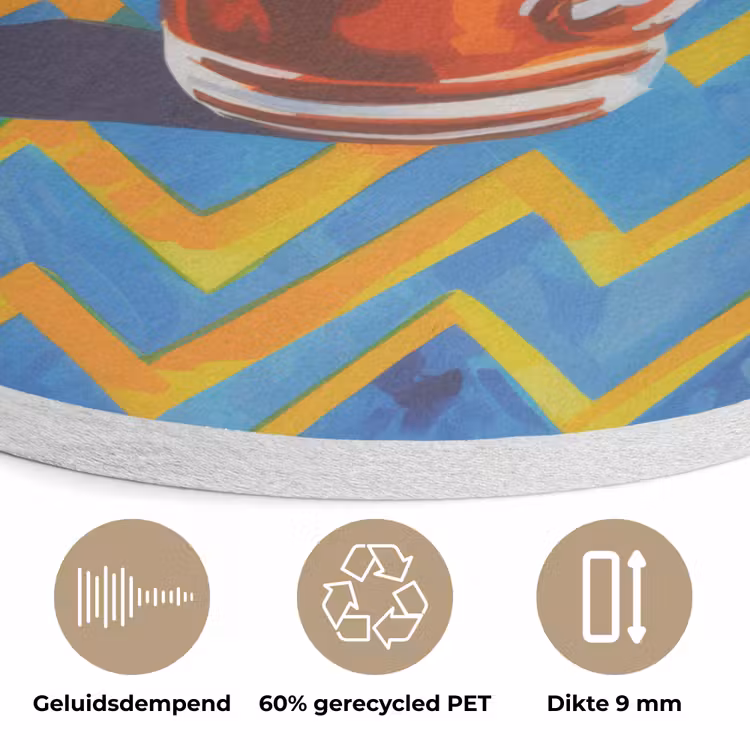Mok - Koffie - Zigzag - Slagroom Akoestische PET Vilt - Rond klein -closeup_NL