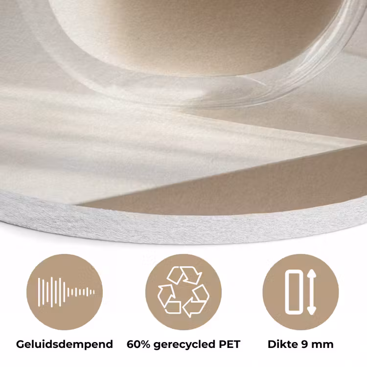 Mok - Latte - Minimalistisch - Schaduw Akoestische PET Vilt - Rond klein -closeup_NL