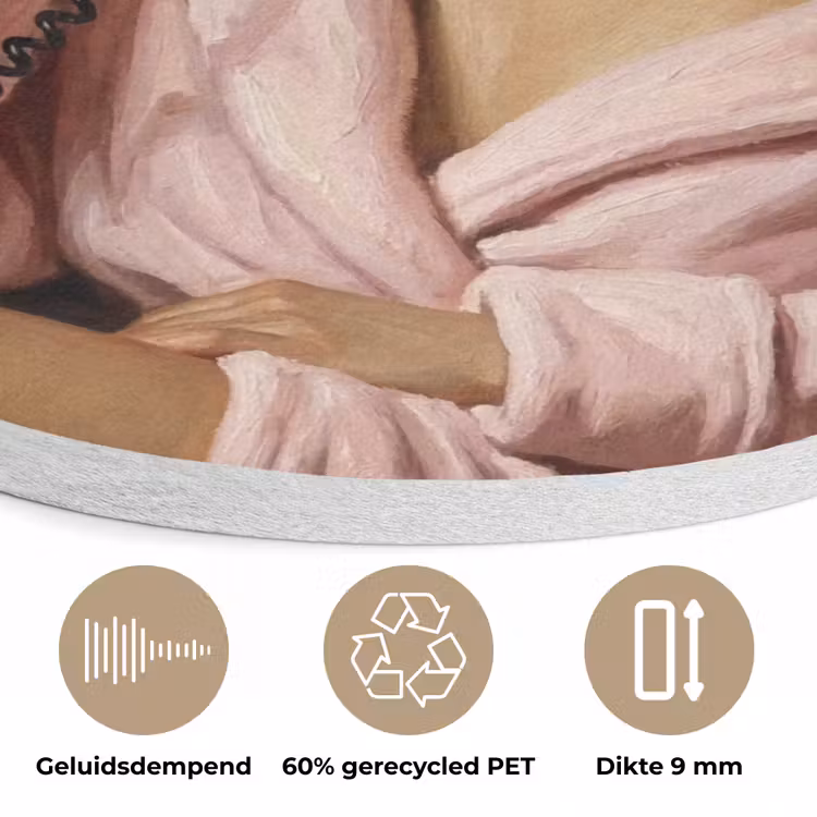Mona - Klassiek - Roze Akoestische PET Vilt - Rond klein -closeup_NL
