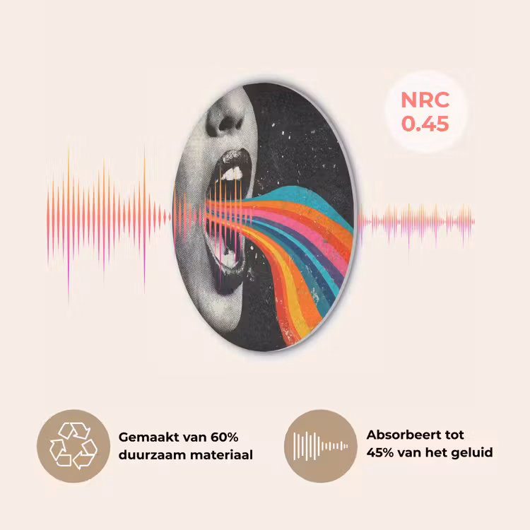 Mond - Golven - Regenboog Akoestische PET Vilt - Rond klein -USP_NL