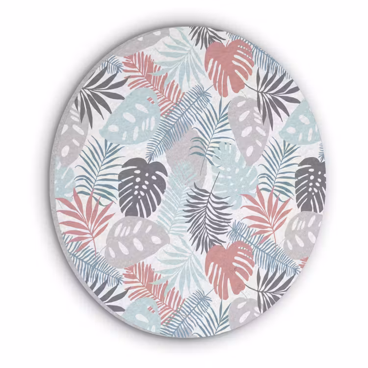 Monstera - Pastel - Bladeren - Tropical Akoestische PET Vilt - Rond klein -3d