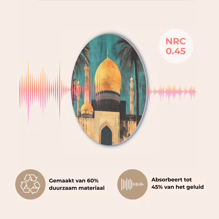 Moskee - Goud - Arabisch - Islamitische Akoestische PET Vilt - Rond klein -USP_NL