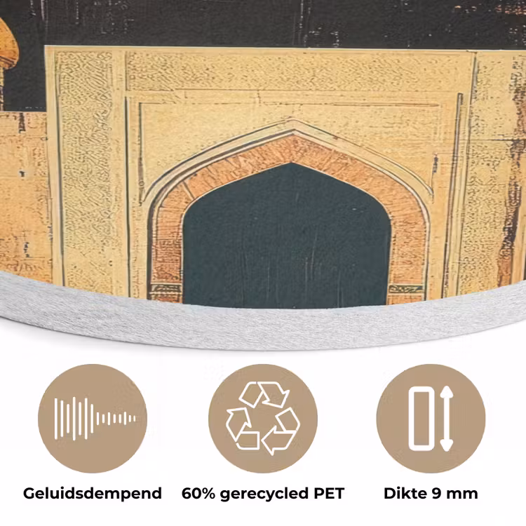 Moskee - Goud - Arabisch - Islamitische Akoestische PET Vilt - Rond klein -closeup_NL