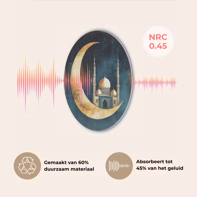 Moskee - Halve maan - Goud - Ramadan - Islamitische Akoestische PET Vilt - Rond klein -USP_NL