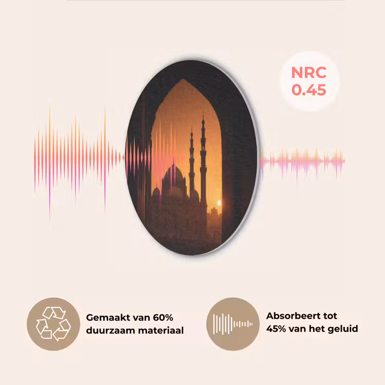 Moskee - Oranje lucht - Islamitisch Akoestische PET Vilt - Rond klein -USP_NL