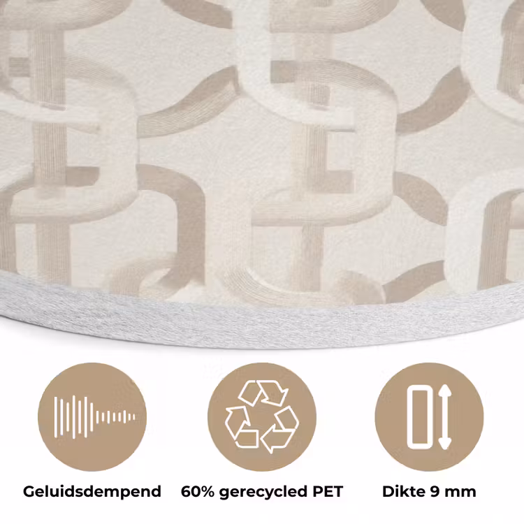 Motief - Abstract - Beige Akoestische PET Vilt - Rond klein 838 -closeup_NL