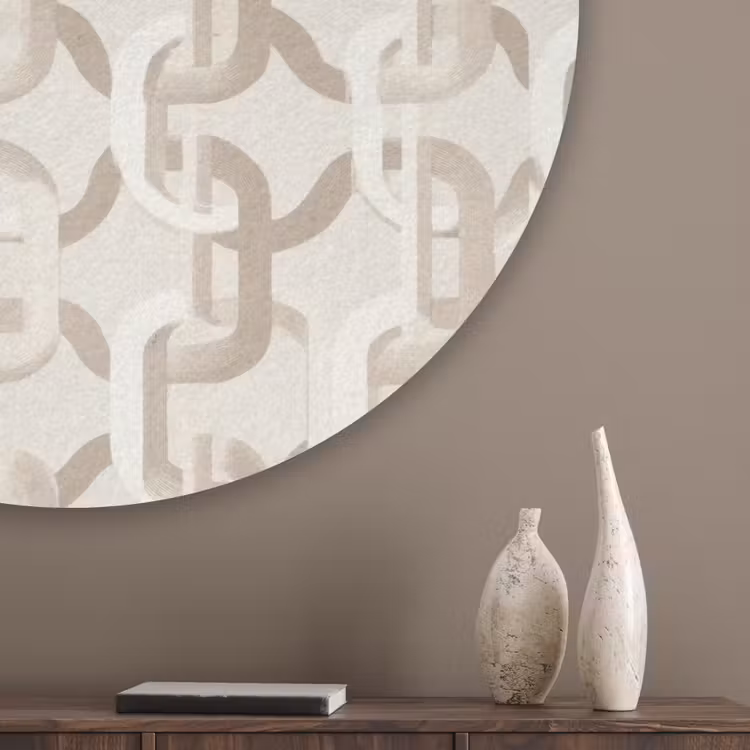 Motief - Abstract - Beige Akoestische PET Vilt - Rond klein 838 -sfeer5_closeup