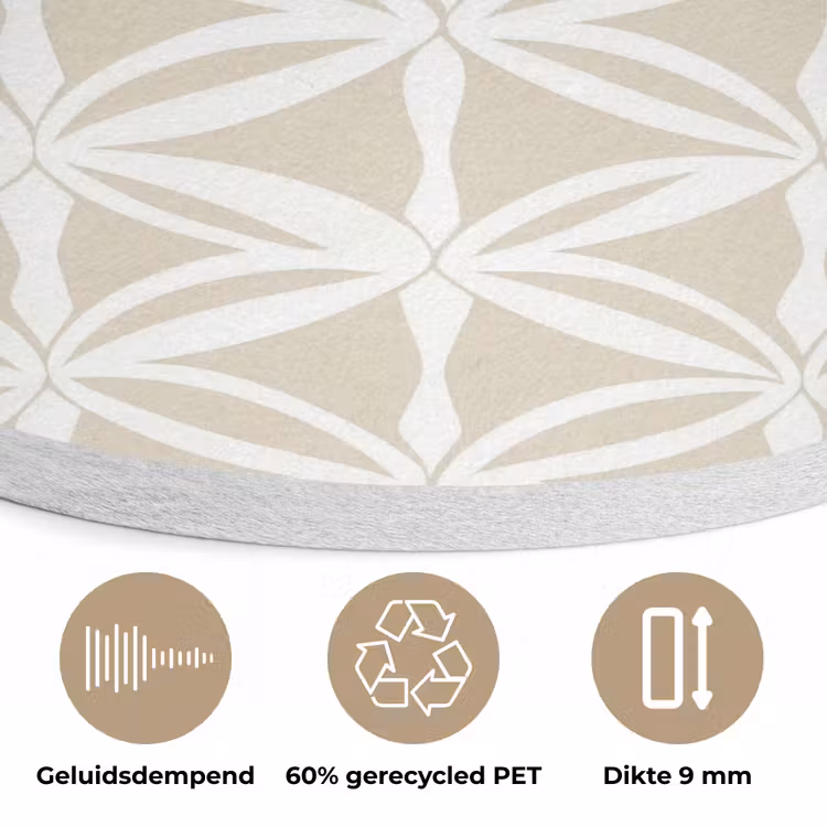 Motief - Modern - Beige Akoestische PET Vilt - Rond klein 838 -closeup_NL