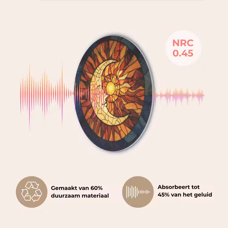 Mozaïek - Glas - Maan - Donkerblauw Akoestische PET Vilt - Rond klein -USP_NL