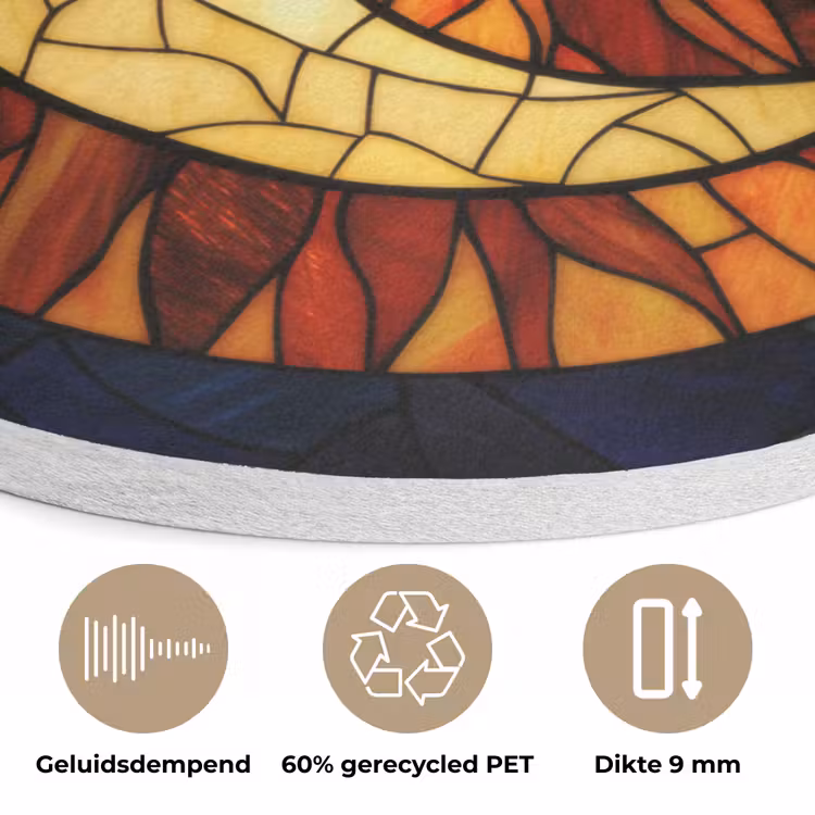 Mozaïek - Glas - Maan - Donkerblauw Akoestische PET Vilt - Rond klein -closeup_NL