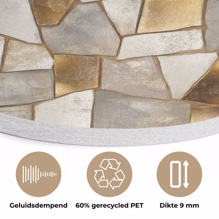 Mozaïek - Marmer - Goud Akoestische PET Vilt - Rond klein 838 -closeup_NL