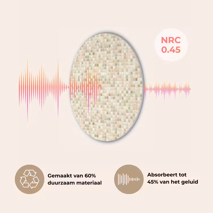 Mozaïek - Patroon - Beige Akoestische PET Vilt - Rond klein 838 -USP_NL
