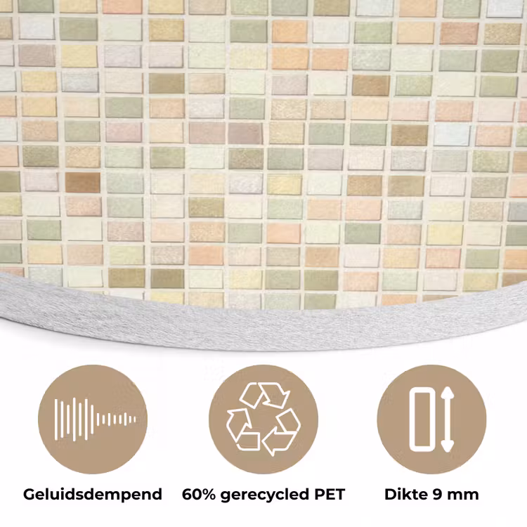 Mozaïek - Patroon - Beige Akoestische PET Vilt - Rond klein 838 -closeup_NL