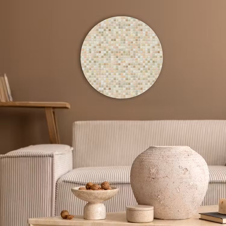 Mozaïek - Patroon - Beige Akoestische PET Vilt - Rond klein 838 -sfeer1
