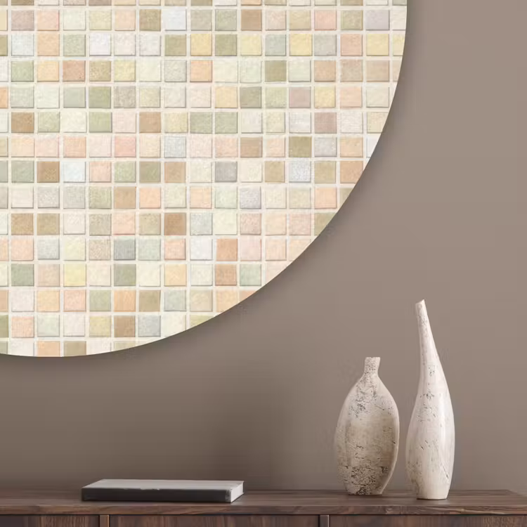 Mozaïek - Patroon - Beige Akoestische PET Vilt - Rond klein 838 -sfeer5_closeup