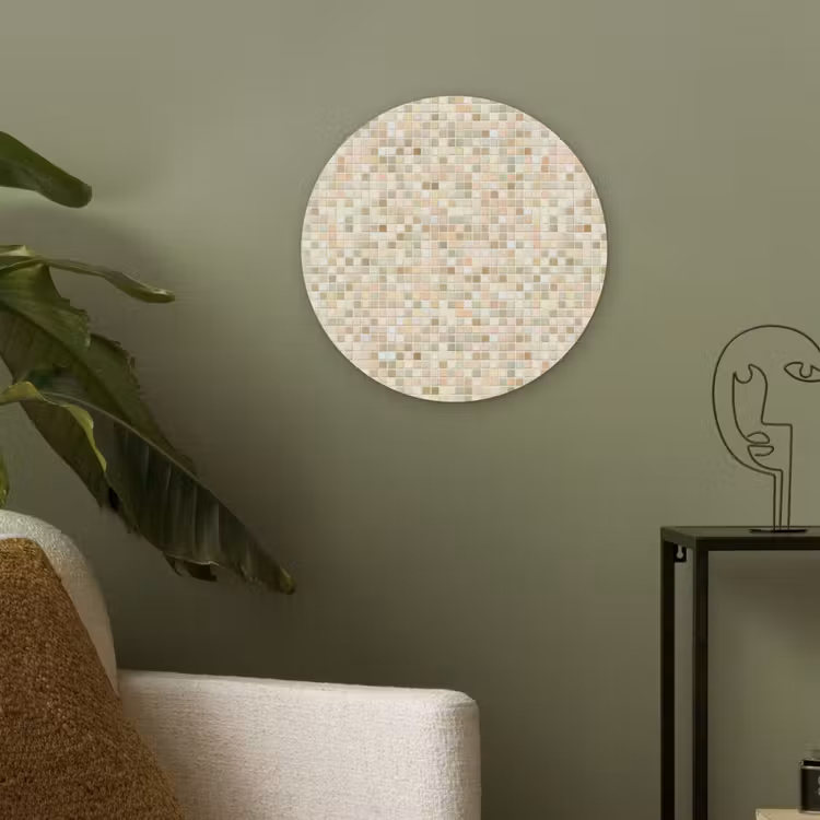 Mozaïek - Patroon - Beige Akoestische PET Vilt - Rond klein 838 -sfeer2