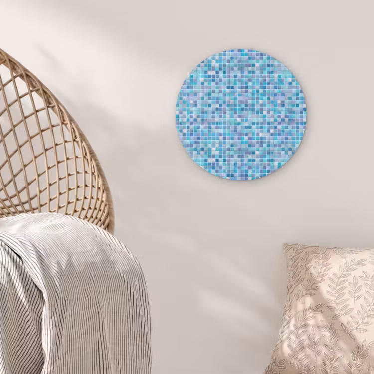 Mozaïek - Patroon - Turquoise Akoestische PET Vilt - Rond klein 838 -sfeer4