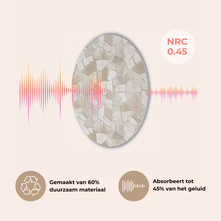 Mozaïek - Stenen - Beige Akoestische PET Vilt - Rond klein 838 -USP_NL