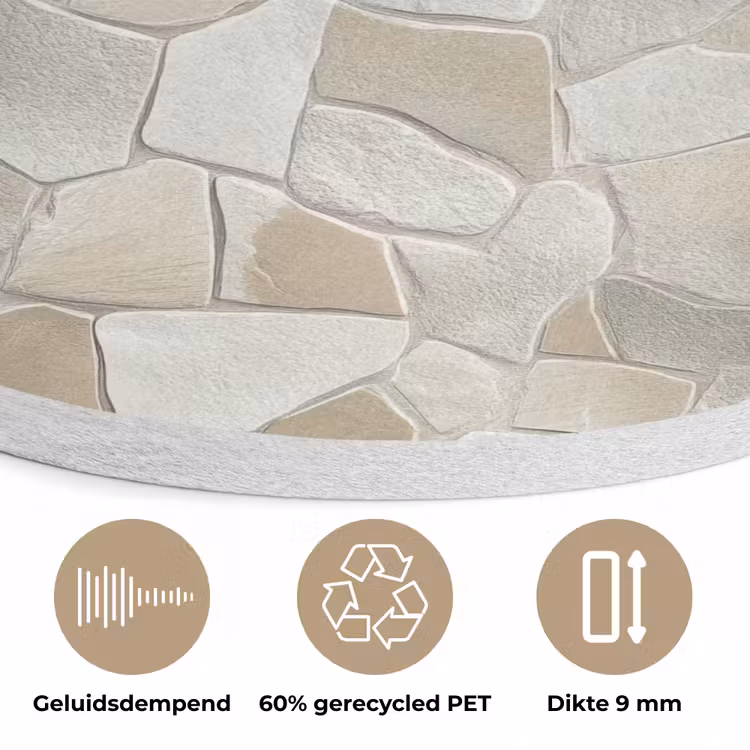 Mozaïek - Stenen - Beige Akoestische PET Vilt - Rond klein 838 -closeup_NL