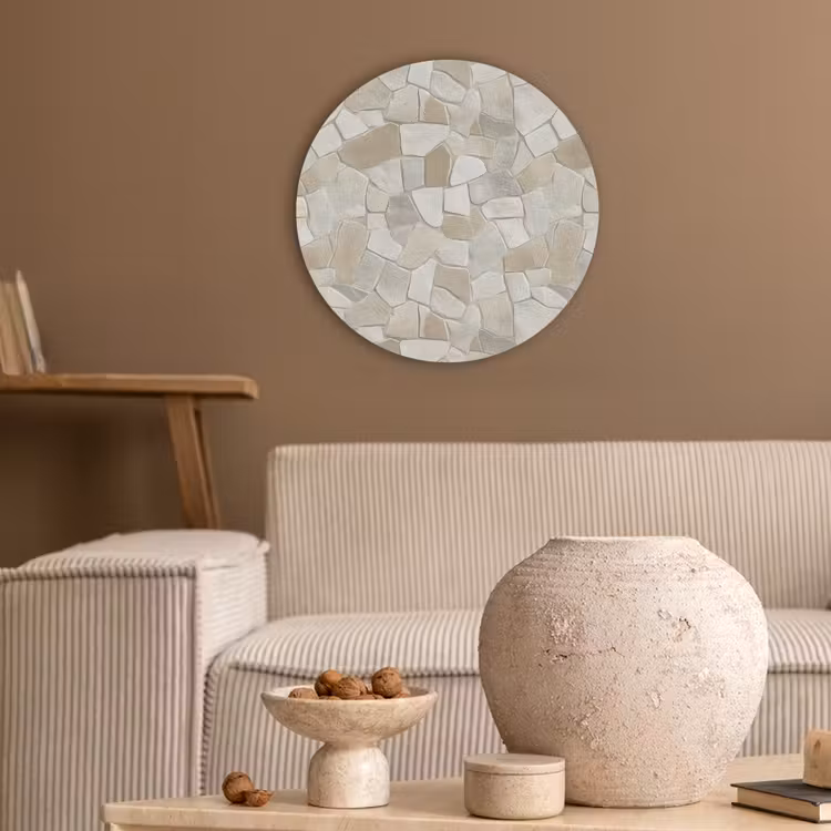 Mozaïek - Stenen - Beige Akoestische PET Vilt - Rond klein 838 -sfeer1
