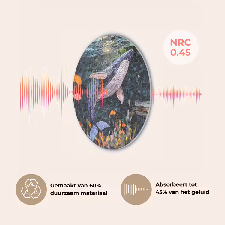 Mozaïek - Walvis - Koraal - Water Akoestische PET Vilt - Rond klein -USP_NL