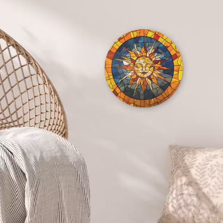 Mozaïek - Zon - Geel - Cirkel Akoestische PET Vilt - Rond klein -sfeer4