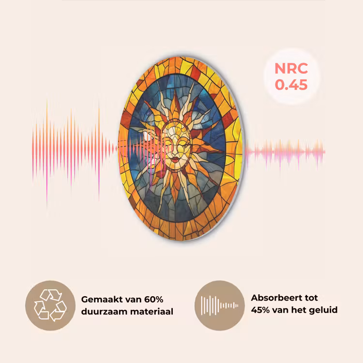Mozaïek - Zon - Geel - Cirkel Akoestische PET Vilt - Rond klein -USP_NL