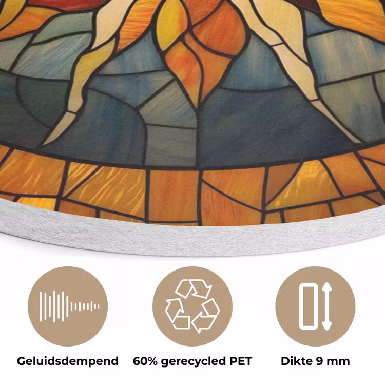 Mozaïek - Zon - Geel - Cirkel Akoestische PET Vilt - Rond klein -closeup_NL