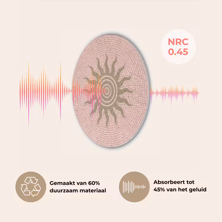 Mozaïek - Zon - Patroon - Klassiek - Roze Akoestische PET Vilt - Rond klein -USP_NL