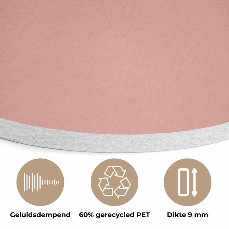 Muted - Salmon - Koraal Akoestische PET Vilt - Rond klein 838 -closeup_NL