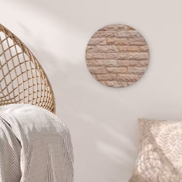 Muur - Steen - Ruw - Textuur - Beige Akoestische PET Vilt - Rond klein -sfeer4